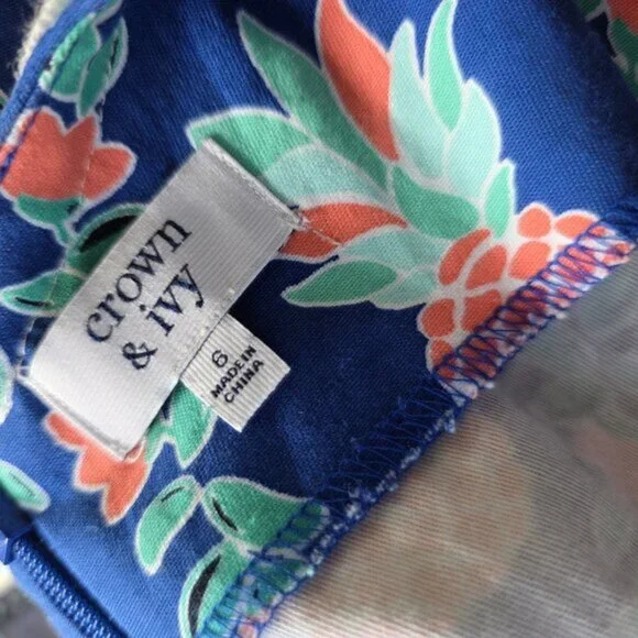 Crown & Ivy Womens US 6 Sleeveless Crochet Pineapple Tropical Sheath Shift Dress - Picture 2 of 6